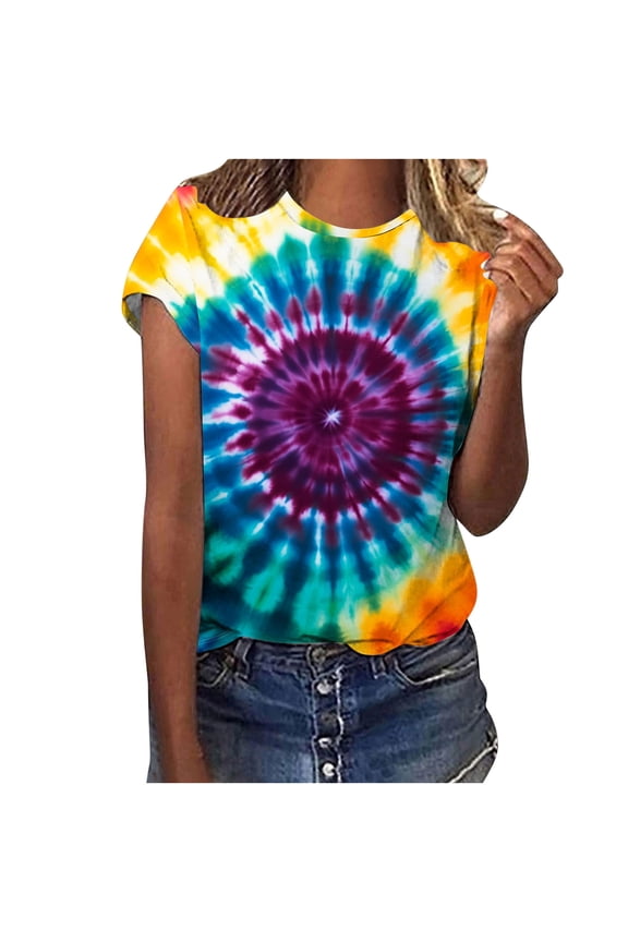 Tie Dye T Shirts for Women Teens Teen Girls Rainbow Tshirts Funny Short Sleeve Summer Tops Round Neck Tees