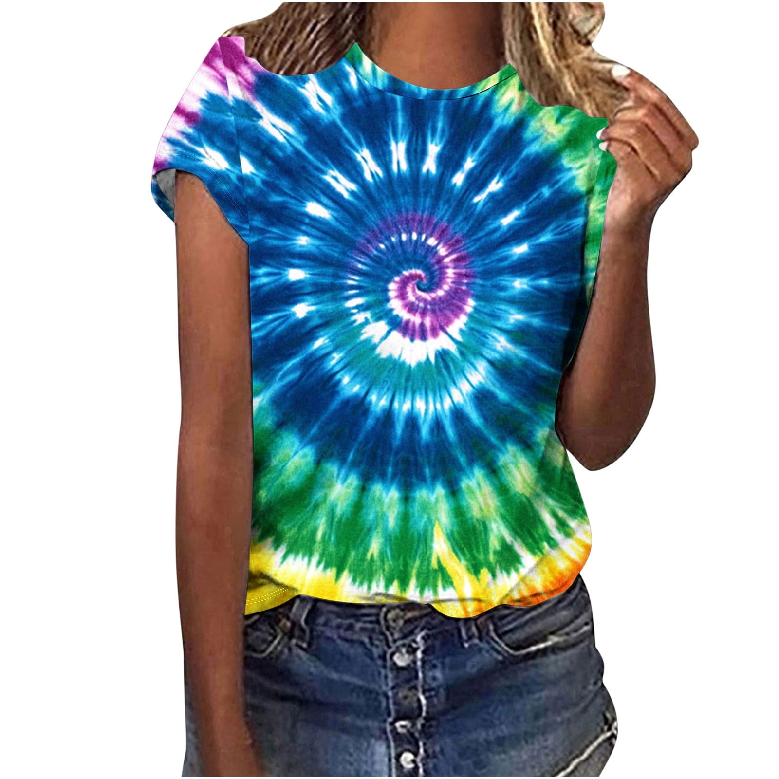 Tie Dye T Shirts for Women Teens Teen Girls Rainbow Tshirts Funny Short Sleeve Summer Tops Round Neck Tees