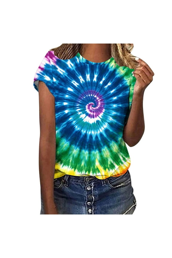 Tie Dye T Shirts for Women Teens Teen Girls Rainbow Tshirts Funny Short Sleeve Summer Tops Round Neck Tees