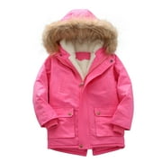 Hvyesh Toddler Kids Boys Girls Long Quilted Puffer Coat with Trimmed Hood Outerwear Warm Parka Jacket Fall/Winter Long Coats Snowsuit for Girls