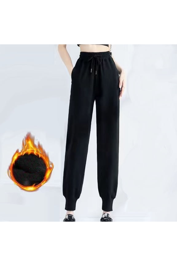 Track Pants Women Plus Size Fleece Line Thermal Jogging Drawstring Elatsic Waist Sweats Pants Loose Fit Wide Leg Sweatpants Lounge Pants