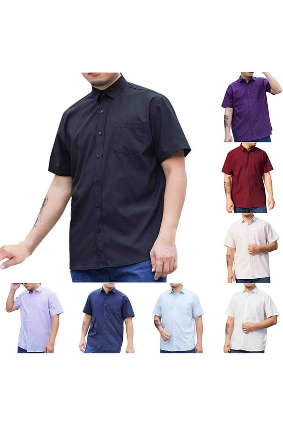 Tshirts for Men Big and Tall Casual Button Down Shirts Short Sleeve Summer Work Shirt Vacation Camp Collared Shirts