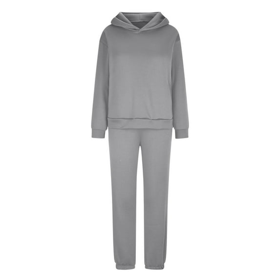 Hvyesh Two Piece Tracksuit for Women Long Sleeve Solid Pullover With Sweatpants 2 Piece Sets Jogger Hoodie Sweatsuit Workout Set