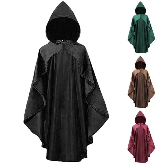 Hvyesh Unisex Cape Cloak Halloween Witch Vampire Knight Robe Hooded Cosplay Costume for Women Men