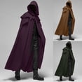 thumbnail image 1 of Hvyesh Unisex Hooded Cape, Adult Medieval Hooded Cloak , Viking-Style Renaissance Capelet, 1 of 7