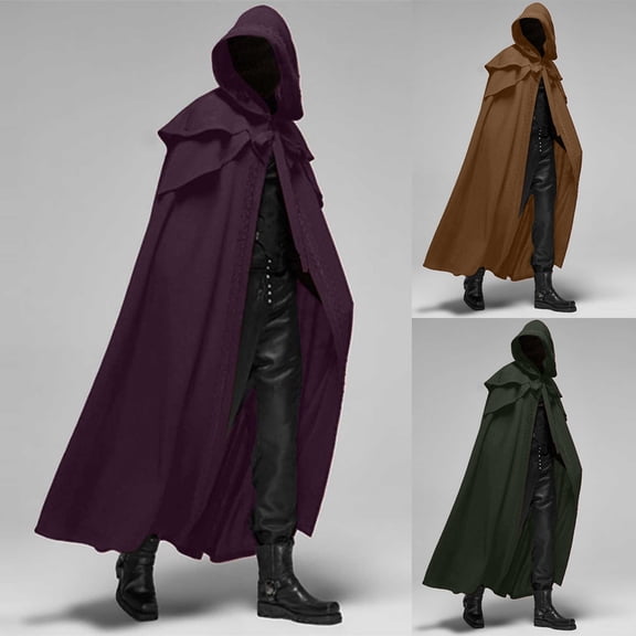 Hvyesh Unisex Hooded Cape, Adult Medieval Hooded Cloak , Viking-Style Renaissance Capelet