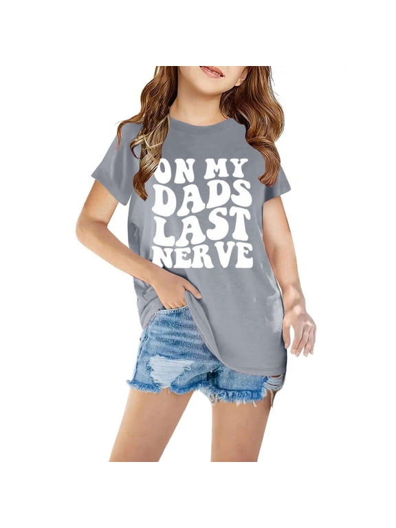 Unisex Short Sleeve Graphic T Shirt Trendy Letter Print Crewneck Tshirt Blouses Summer Cute Tee Shirt Tops 3-14 Years Girls and Boy T-Shirt Tee
