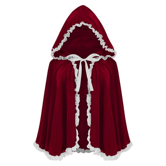 Hvyesh Velvet Riding Hooded Velvet Cloak Halloween Christmas Cosplay Party Fancy Cape