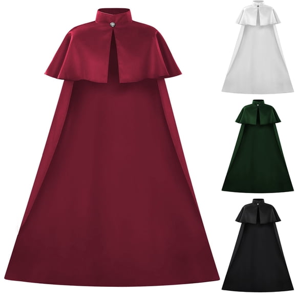 Hvyesh Victorian Gothic Cape Renaissance Cloak Medieval Stand Collar Capelet