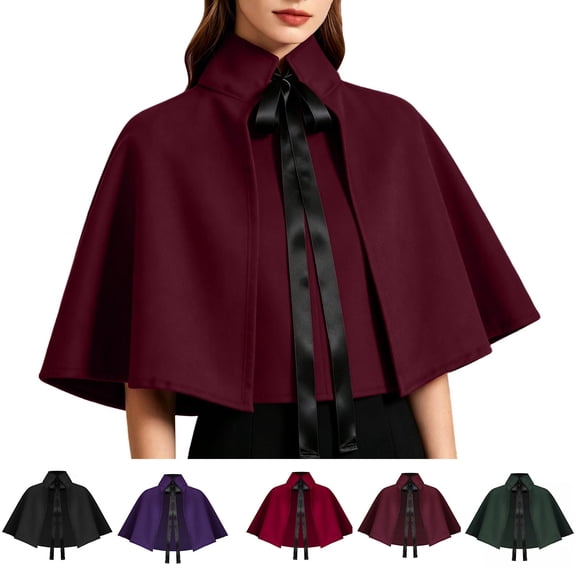 Hvyesh Victorian Gothic Renaissance Medieval Steampunk Collar Capelet Womens Short Cape Cloak