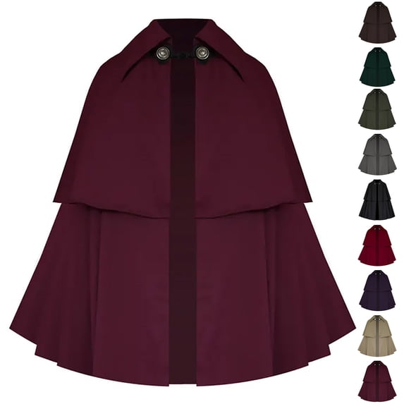 Hvyesh Victorian Steampunk Cape Gothic Renaissance Pirate Capelet Short Cloak