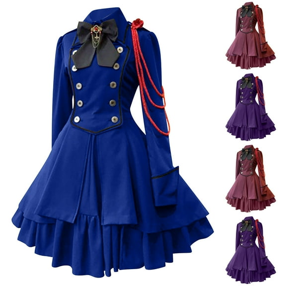 Hvyesh Victorian Tail Jacket for Women Gothic Dresses Slim Fit Ruffle Multi Layers Steampunk Dress