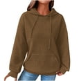 thumbnail image 1 of Hvyesh Waffle Sweatshirt Women Casual Long Sleeve Hoodies with Pocket Oversized Teen Girls Sweatshirts with Drawstrings Solid Pullovers Hoodies Sweatshirt, 1 of 7