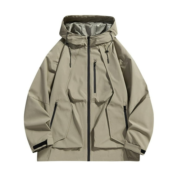 Hvyesh Waterproof Rain Jackets for Men Big and Tall Long Sleeve Hooded Windbreaker Lightweight Outdoor Raincoat Shell Jacket for Hiking Travel