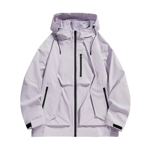 Hvyesh Waterproof Rain Jackets for Men Big and Tall Long Sleeve Hooded Windbreaker Lightweight Outdoor Raincoat Shell Jacket for Hiking Travel