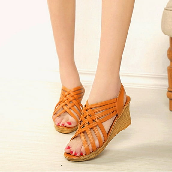 Hvyesh Wedge Sandals for Women Dressy Summer, Matsuke Heel Thick Sole Slope Heel Shoes Summer Breathable Casual Beach Sandals Size 4.5