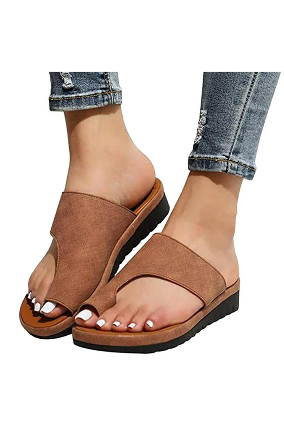 Wedges Shoes for Women Sandals with Arch Support Comfortable Bunion Corrector Orthopedic Sandals Women Flip Flops Dressy Summer Walking Wedge Shoes