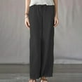 thumbnail image 1 of Hvyesh Wide Leg Pants for Women Plus Size Cotton Linen Pant Casual Loose Elastic High Waisted Joggers Pants with Pockets, 1 of 6