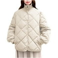 thumbnail image 1 of Hvyesh Winter Coats for Women Trendy Stand Collar Long Sleeve Puffer Jacket Casual Zip Up Padded Coat with Pockets, 1 of 7