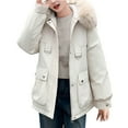 thumbnail image 1 of Hvyesh Winter Coats for Women Warm Zip Up Jackets Hooded Parka Outerwear with Faux Fur Hooded Beige XL, 1 of 7