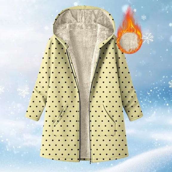 Hvyesh Winter Coats for Women Warm Zipper Fleece Hoodie Solid Color Fuzzy Jacket Casual Mid-Length Outerwear