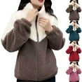 thumbnail image 1 of Hvyesh Winter Fleece Jackets for Women Plus Size Full Zip Sherpa Coat Trendy Color Block Plush Winter Jackets, 1 of 4
