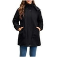 thumbnail image 1 of Hvyesh Winter Jackets for Women Waterproof Long Hooded Rain Jacket Trendy Zipper Puffer Coat Windbreaker Travel Jacket Warm Trench Coats, 1 of 9
