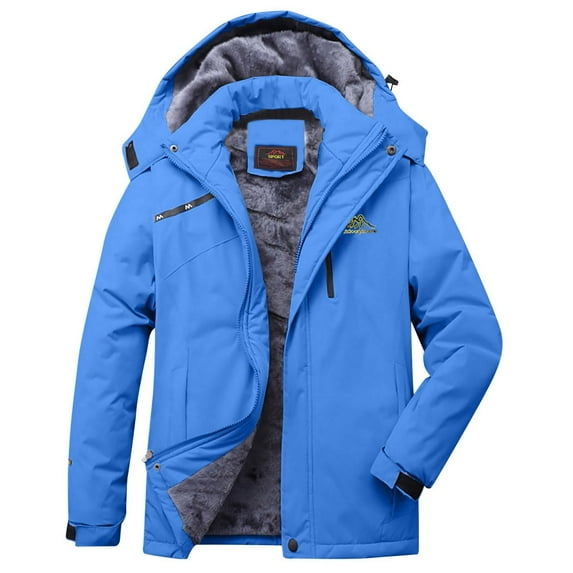 Hvyesh Winter Waterproof Ski Jacket for Women Long Sleeve Hoodied Windproof Coat Warm Outdoor Hiking Insulated Jacket Trendy Fleece Windbreaker Jackets