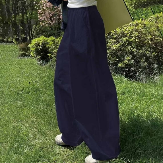 Hvyesh Women Wide Leg Pants Lightweight Cotton Linen Casual Pants Elastic High Waist Straight Leg Loose Trousers