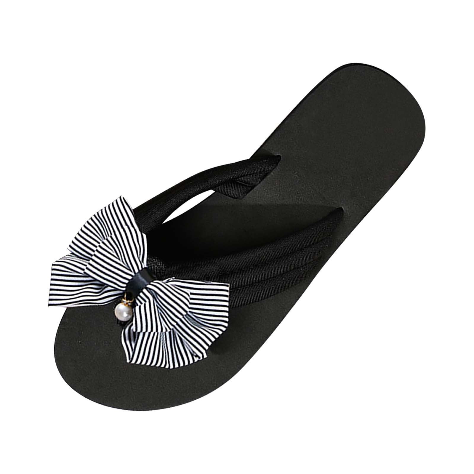 Hvyesh Women Beach Casual Flip Flop Sandals Cute Bow Clip Toe Flat