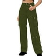 thumbnail image 1 of Hvyesh Women Cargo Jeans Vintage High Waist Wide Leg Denim Pants Trendy Flap Pocket Y2K Trouser Fashion Design Sense Long Pants Army Green S, 1 of 7