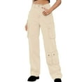 thumbnail image 1 of Hvyesh Women Cargo Jeans Vintage High Waist Wide Leg Denim Pants Trendy Flap Pocket Y2K Trouser Fashion Design Sense Long Pants Khaki S, 1 of 7