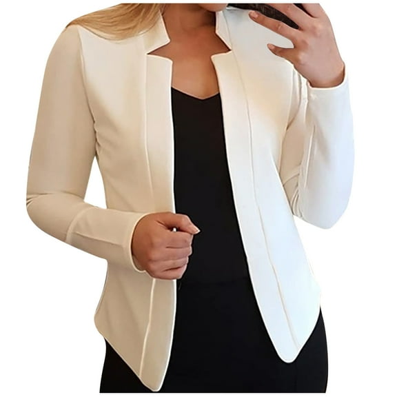 Hvyesh Women Casual Work Office Suit Blazer Elegant Long Sleeve Shawl Lapel Premium Blazer Jacket Loose Slim Fit Solid Open Front Short Jacket Coat