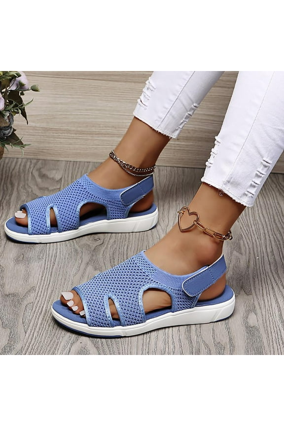 Women Comfortable Sandals Orthotic Walking Sandals Orthopedic Arch Support Sandals Casual Elastic Ankle Strap Wedges Sandals