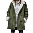 thumbnail image 1 of Hvyesh Womens Plus Size Winter Coats Warm Sherpa Fleece Lined Jackets Hooded Parka Faux Suede Pea Coat Outerwear 2027, 1 of 4