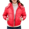 thumbnail image 1 of Hvyesh Women Cropped Puffer Coat Cozy Zip Up Padded Coat 2025 Warm Hooded Winter Coat Long Sleeved Casual Jacket, 1 of 7
