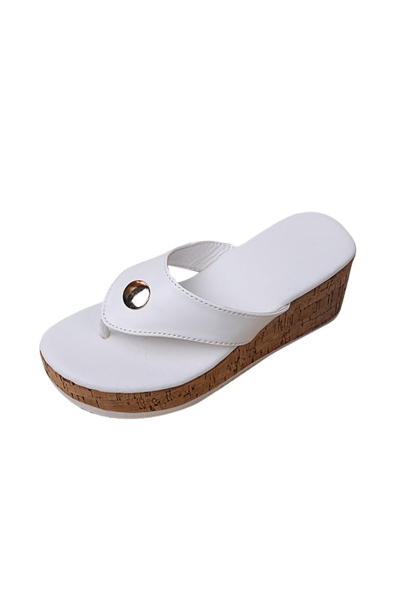 Women Flip Flops Slippers Thong Wedge Sandals Summer Outdoor Non-slip Breathable Thick Soled Roman Shoes Trendy Slippers Slope Heel Sandals Casual Wear Clip Toe Sandal
