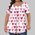 thumbnail image 1 of Hvyesh Women Floral Tops Plus Size Short Sleeve Tshirt Flowy V Neck Pleated Front Tops Loose Fit Work Blouses OfertasDelDía, 1 of 4
