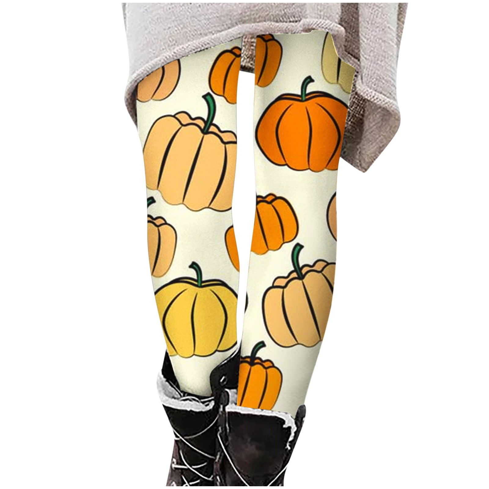 Hvyesh Women Halloween Pumpkin Print Stretch Leggings Comfy Hight Waist ...