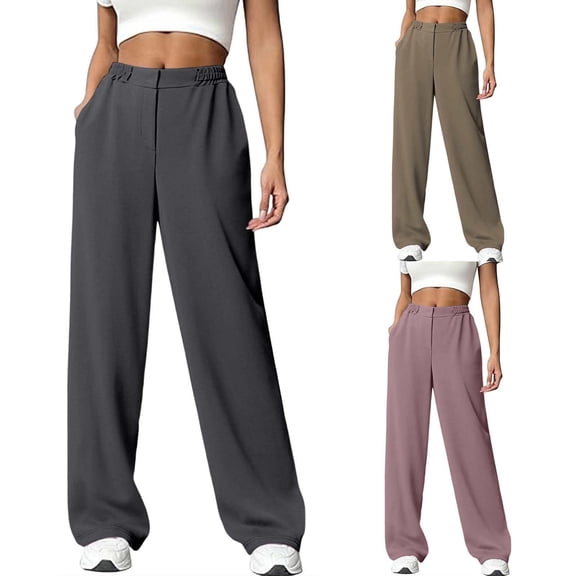 Hvyesh Women High Waist Palazzo Pants Casual Wide Leg Trousers Loose Fit Work Office Business Suit Pant Pockets