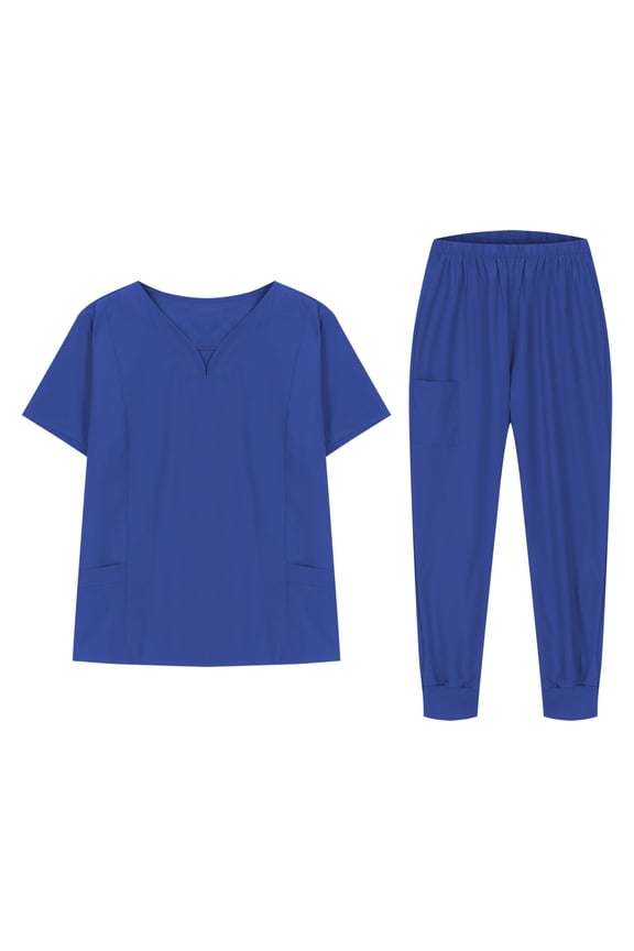 Women Jogger Scrub Set Nursing Uniform Stretch Scrub Top and Pant Suit Nurse Esthetician Workwear