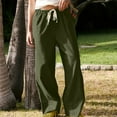 thumbnail image 1 of Hvyesh Women Low Waist Wide Pants Casual Drawstring Cotton Linen Pants Summer Loose Solid Beach Pants Workout Trouses, 1 of 9