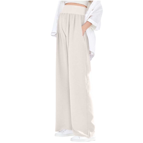 Hvyesh Women Maternity Pants Work Stretchy Wide Leg Trousers Baggy Fit Pregnancy Belly Support Joggers with Pockets