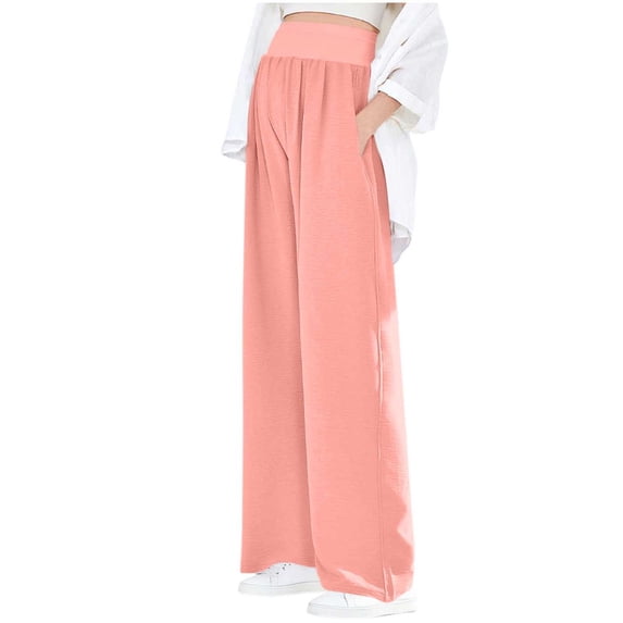 Hvyesh Women Maternity Pants Work Stretchy Wide Leg Trousers Baggy Fit Pregnancy Belly Support Joggers with Pockets