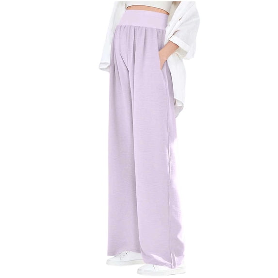 Hvyesh Women Maternity Pants Work Stretchy Wide Leg Trousers Baggy Fit Pregnancy Belly Support Joggers with Pockets