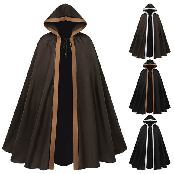 Hvyesh Women Men Hooded Cloak Adult Medieval Renaissance Costume with Hood, Velvet Cape Halloween Dress Up