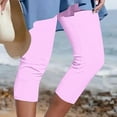 thumbnail image 1 of Hvyesh Women Plus Size Capri Pants 2025 Summer Capri Leggings Lightweight Summer Casual High Wasit Stretch Pants Cropped Trousers, 1 of 5
