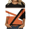 thumbnail image 1 of Hvyesh Women Plus Size Shirts Loose Fit 3/4 Sleeve Tunic Tops Trendy Geometric Print Three Quarter Length T-Shirt Blouse, 1 of 5