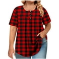 thumbnail image 1 of Hvyesh Women Plus Size Tshirts Summer Button Henley Shirts Plaid Short Sleeve Tops Lightweight Work Blouses, 1 of 6