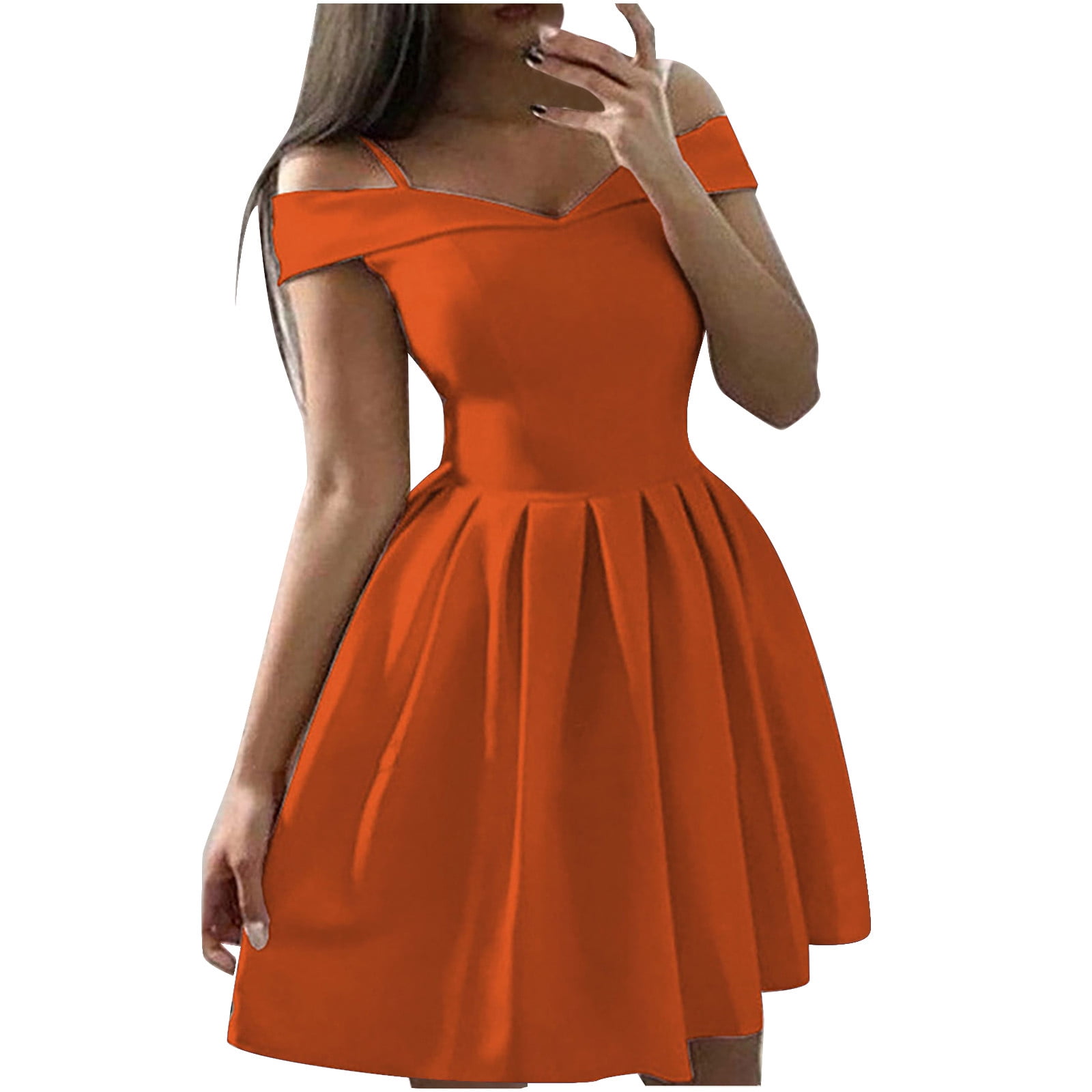 Hvyesh Women Prom Mini Dresses Cute Cold Shoulder V Neck Princess ...
